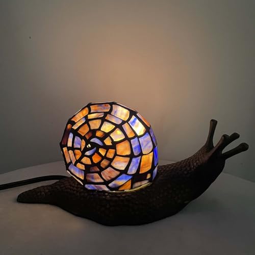 L10976 Purple Land Snail Tiffany Style Stained Glass Accent Lamp