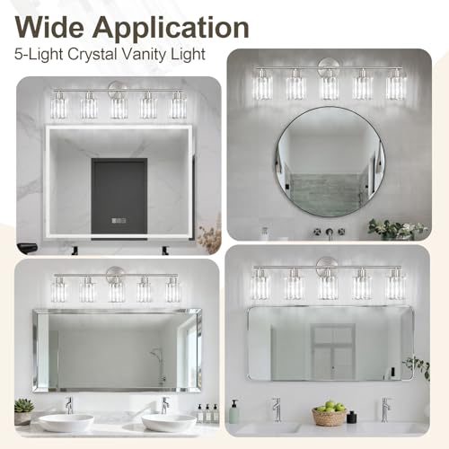 Modern Brushed Nickel Crystal Bathroom Light Fixtures