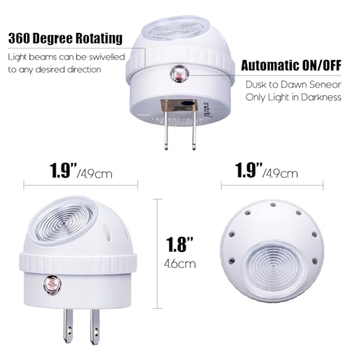 Plug in LED Night Light Dusk to Dawn Sensor Warm White 4 Pack (4 Count)