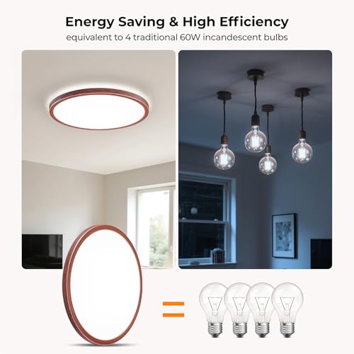 Dimmable LED Flush Mount Ceiling Light Fixture with Remote Control