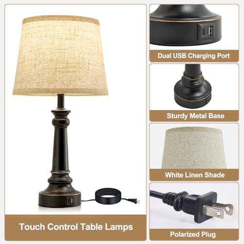 Touch Lamps for Nightstand Set of 2 (2 Count)