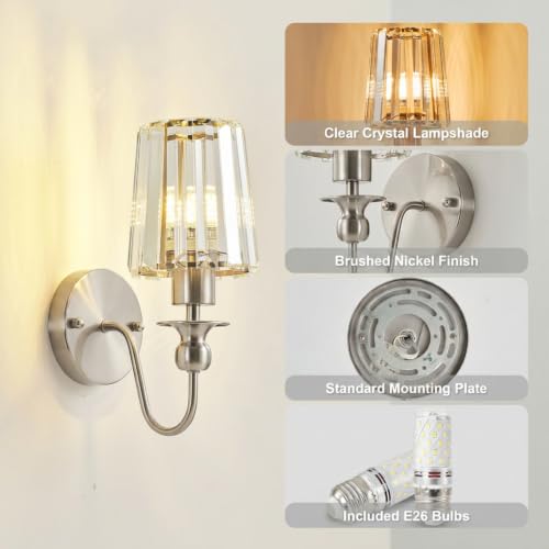 Hardwired Crystal Wall Sconces Set of 2 (2 Count)