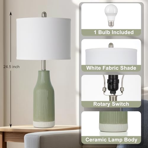 24.5" Ceramic Table Lamp for Bedroom