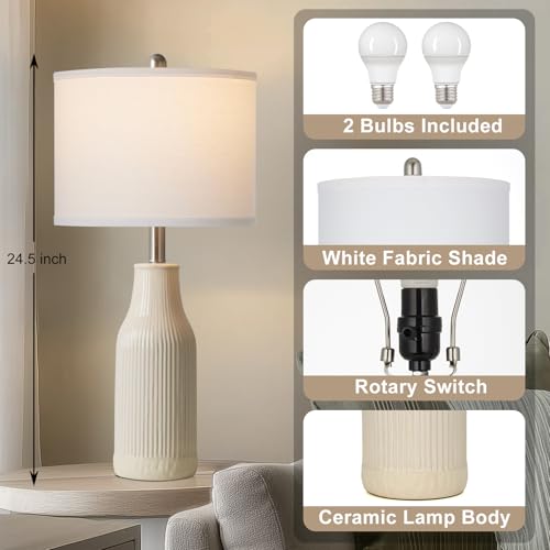 24.5" Ceramic Table Lamps Set of 2 (2 Count)