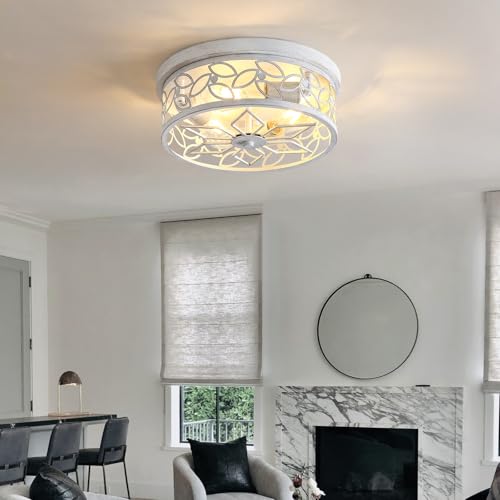 12.6" Gold Accent Flush Mount Ceiling Light (White+Gold)