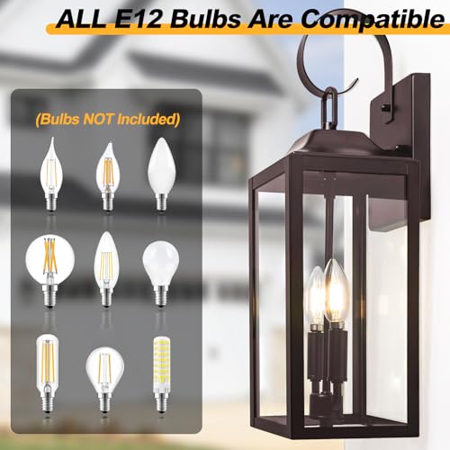 19" Large Oil Rubbed Bronze Outdoor Wall Lights (2 Count)