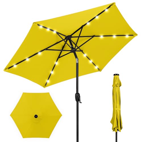 7.5ft Solar Umbrella LED Lighted Patio Umbrella