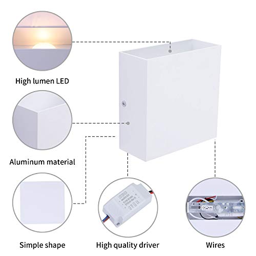 White Mini Metal 10W Warm White Hardwired Up Down LED Wall Sconce (2 Count)