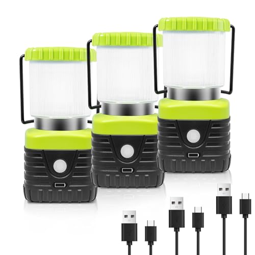3PCS White LED Camping Lantern Rechargeable for Power Outages (16.8 Ounce)