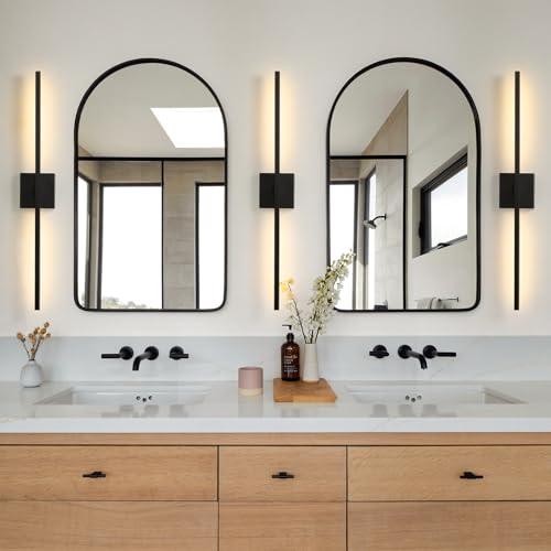 Black Bathroom Vanity Light 30 Inch 360° Rotatable 18W Dimmable 5CCT LED Black Bathroom Light Fixture Over Mirror Modern Vanity Lights for Bathroom Mirror Bedroom Wall Sconce Lighting