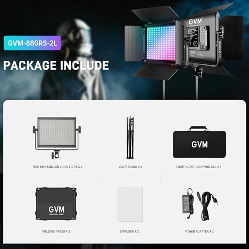 GVM RGB LED Video Light with Bluetooth Control