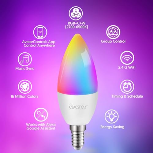 6 Pack E12 Smart Bulbs (6 Count)