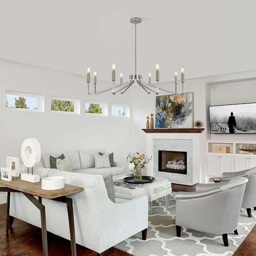 8 Light Brushed Nickel Chandeliers for Dining Room