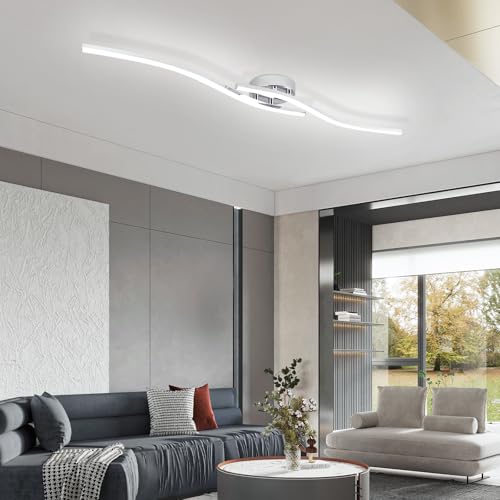 39.37Inch Linear Ceiling Light 6000K Chrome Modern Ceiling Light Fixture 28W Long Flush Mount Ceiling Lamp for Hallway