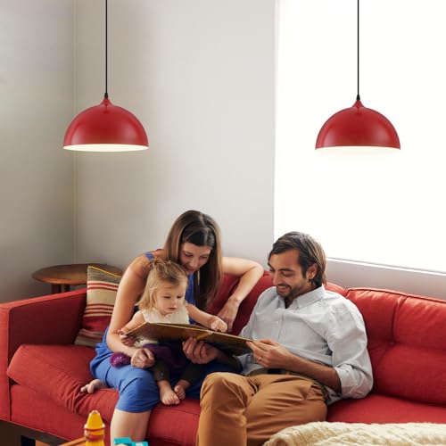 Red Plug in Pendant Light 2 Packs 11.8inch 14.7 ft (2 Count)