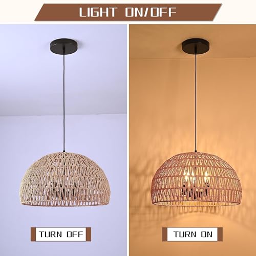 17.6 inch Hemp Rope Woven Pendant Light Wicker Pendant Light 3