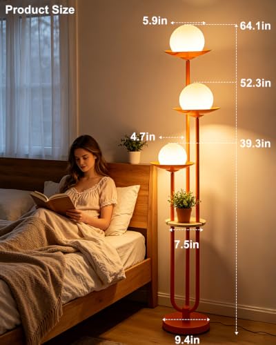 63IN Globe Floor Lamp with Shelf 3 (3 Count)