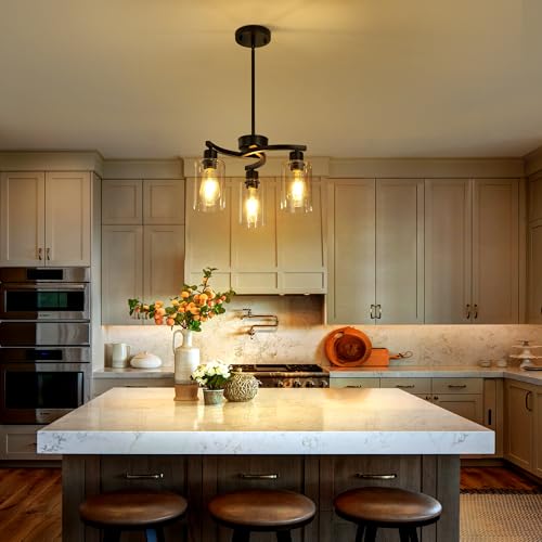 3 Light Modern Dining Chandeliers Over Table