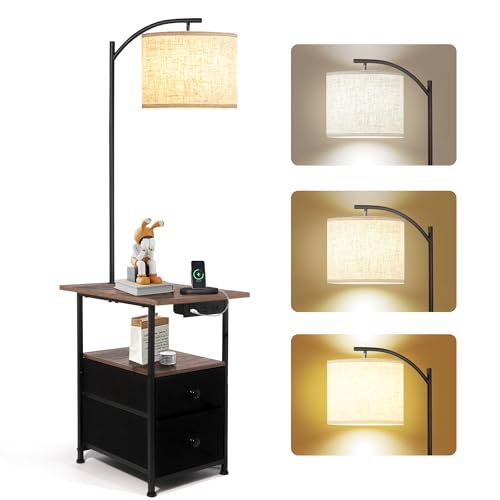 Floor Lamp with Table & 2 Drawers