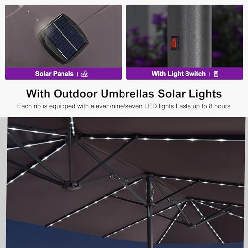 Outdoor Umbrella 13ft with Base and Solar Lights