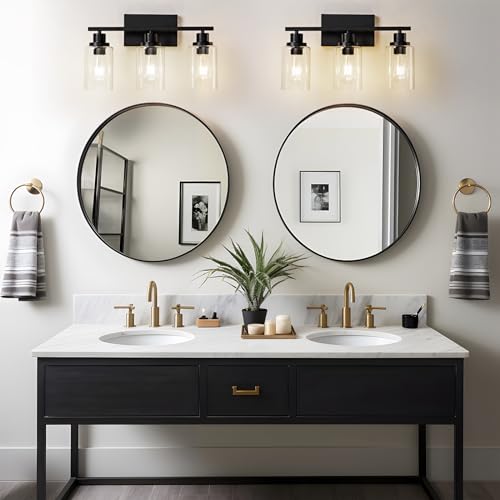 3 Light Bathroom Light Fixtures Black Vanity Light Over Mirror Modern Farmhouse Wall Lighting Sconces Rustic Industrial Wall Lamp for Bathroom