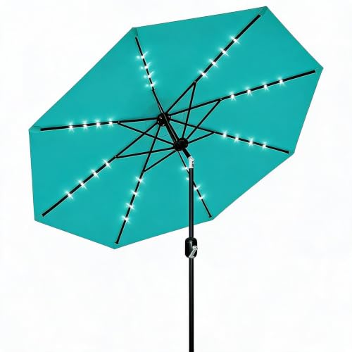 9FT Solar LED Patio Umbrella with Tilt & Crank