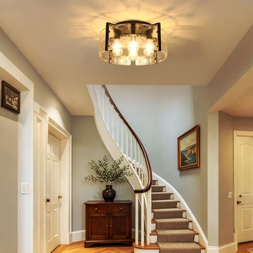 17.7'' Black Semi Flush Mount Ceiling Light