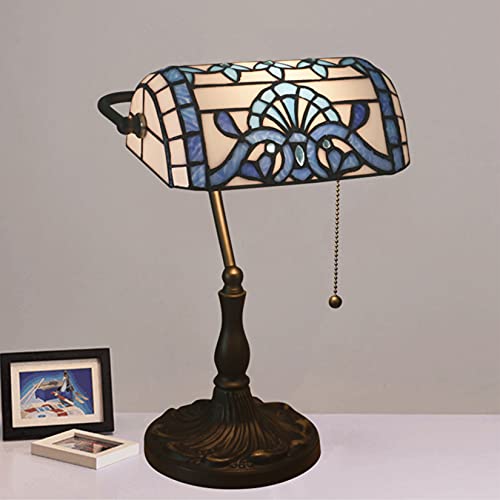 Tiffany Style Bankers Table Lamp Stained Glass Piano Desk Lamp Vintage Bedroom Bedside Lamp for Study