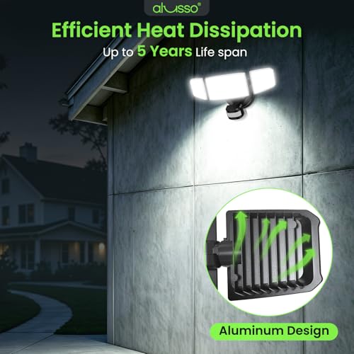 Metal Heads Motion Sensor Outdoor Lights 60W 6000LM 120V ETL Listed