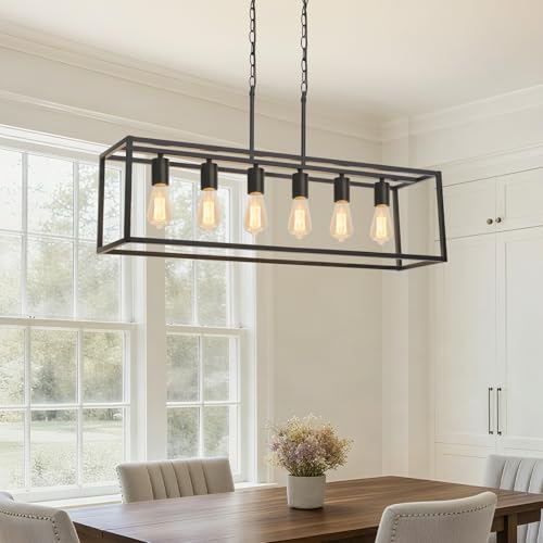 6 Light Black Chandeliers for Dining Room