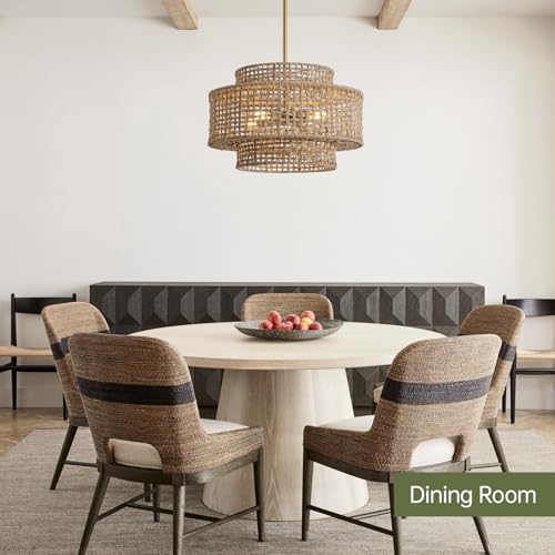 17.7" Rattan Chandelier for Dining Room