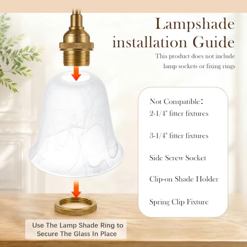 1 Pcs White Alabaster Bell Shaped Glass Lamp Shade Replacement