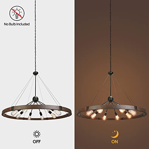 38.2'' Large Farmhouse Wagon Wheel Chandelier for Living Room