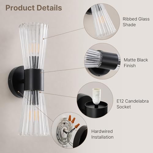 Black Glass Wall Sconce Light
