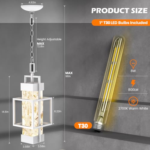 15'' White Outdoor Indoor Pendant Celing Light Fixture