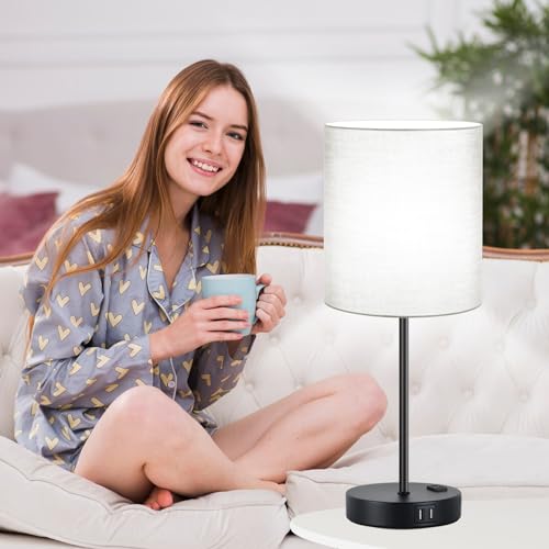Set of 2 Touch Control Table Lamps with 2 USB & AC Outlet (2 Count)