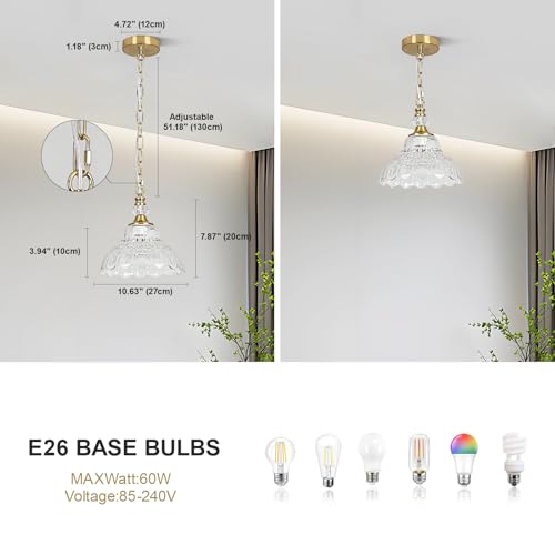 1 Piece Vintage Chandelier in Brushed Gold Finish with Flower (1-Light / Gold and Chain Style)