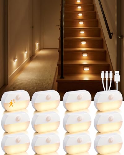 12 Pack Rechargeable Motion Sensor Stair Lights (12 Count)