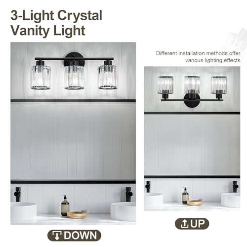 Modern Black Crystal Bathroom Light Fixtures