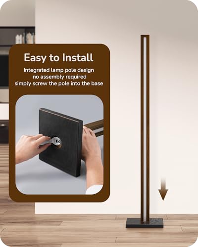 48.43" Wooden LED Corner Floor Lamp with Remote