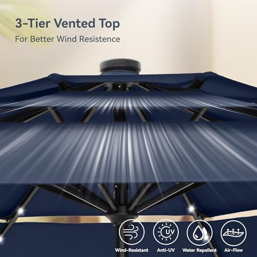 10ft Outdoor Patio Umbrella with Solar Lights