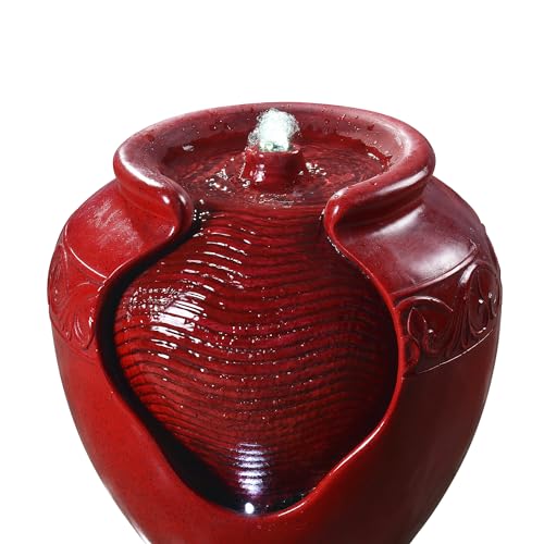 Outdoor Pot Fountain with LED Lights and Pump
