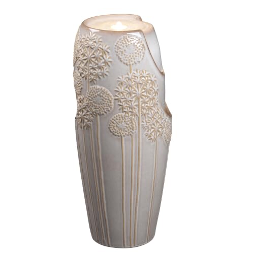 Tall Ivory Ceramic Floral Cascade Fountain
