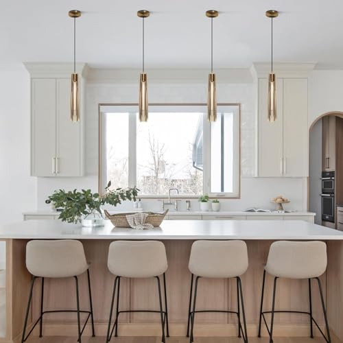 Lighting Mid Century Modern Pendant Light Fixture Crystal Long Kitchen Pendant Lighting Over Island Contemporary Amber Glass Ceiling Pendant Lamp for Dining Room