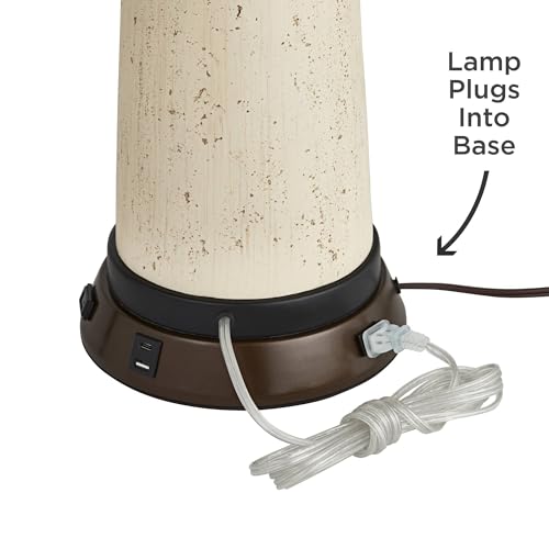 Buckhead 22" High Table Lamp Brown USB Workstation Base Warm Bronze Urn