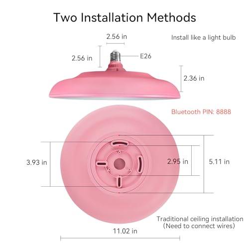 Pink Waterproof LED Flush Mount Ceiling Light Fixture