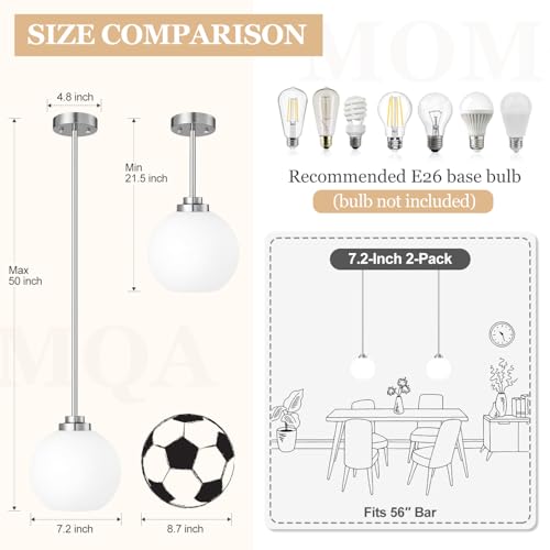 2 Pack Globe Pendant Lights (2 Count)