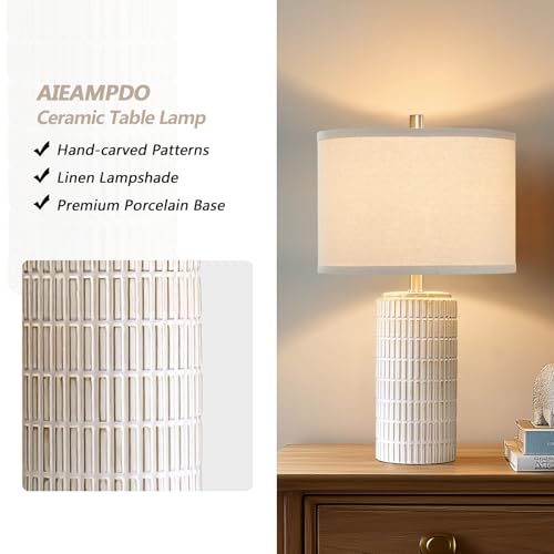 23'' Set of 2 Modern Ceramic Table Lamps for Living Room Bedroom (2 Count)