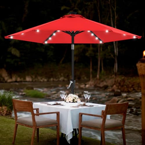 7.5ft Patio Umbrella with Solar Lights