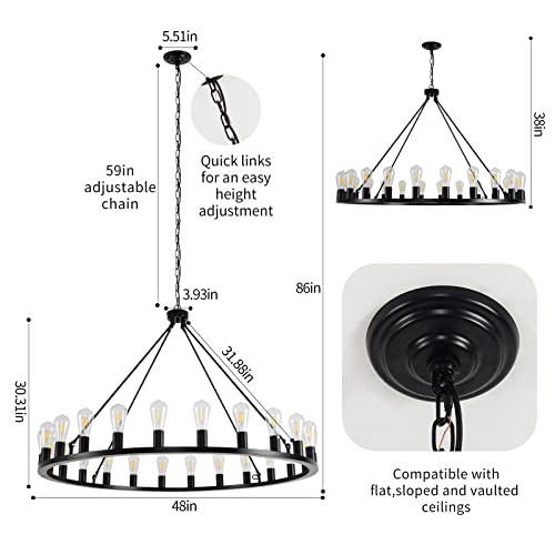 Wagon Wheel Chandelier 24